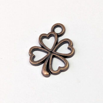 Four Hearts Leaf Clover Charm Antique Copper