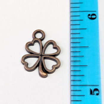 Four Hearts Leaf Clover Charm Antique Copper - Image 2