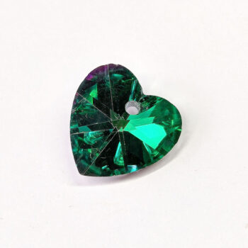 Green Faceted Electroplate Glass Rhinestone Heart Charm