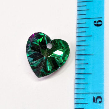 Green Faceted Electroplate Glass Rhinestone Heart Charm - Image 2