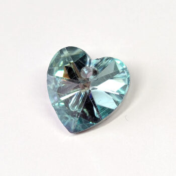 Light Blue Faceted Electroplate Glass Rhinestone Heart Charm