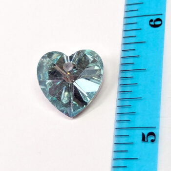 Light Blue Faceted Electroplate Glass Rhinestone Heart Charm - Image 2