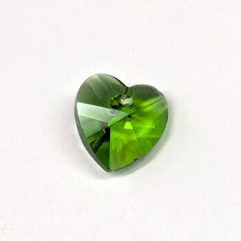 Peridot Green Faceted Small Glass Rhinestone Heart Charm