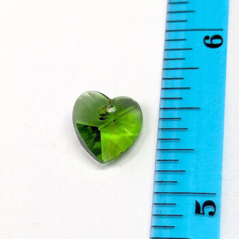 Peridot Green Faceted Small Glass Rhinestone Heart Charm - Image 2