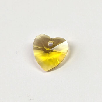 Yellow Faceted Small Glass Rhinestone Heart Charm