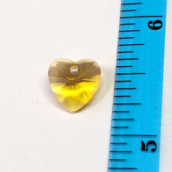 Yellow Faceted Small Glass Rhinestone Heart Charm - Image 2