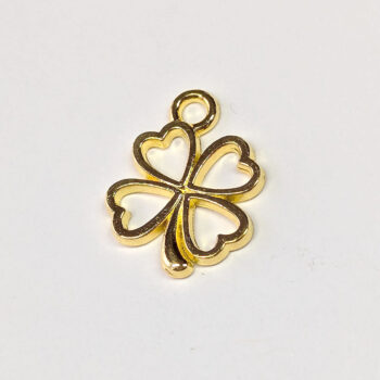 Four Hearts Leaf Clover Charm Antique Gold