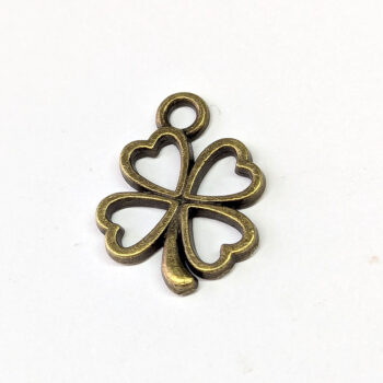 Four Hearts Leaf Clover Charm Antique Bronze