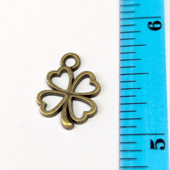 Four Hearts Leaf Clover Charm Antique Bronze - Image 2