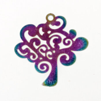 Stainless Steel Modern Lightweight Cutout Tree Charm Rainbow