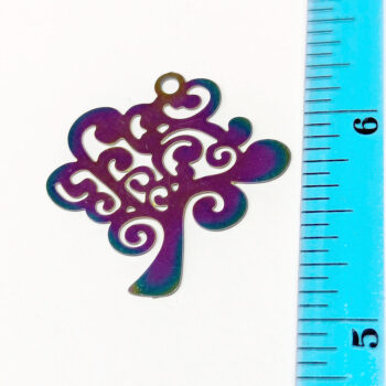 Stainless Steel Modern Lightweight Cutout Tree Charm Rainbow - Image 2