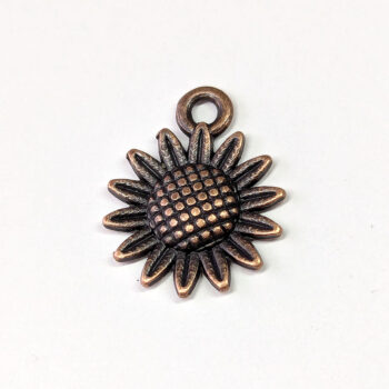 Dainty Sunflower Flower Charm Antique Copper