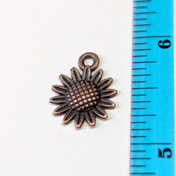 Dainty Sunflower Flower Charm Antique Copper - Image 2