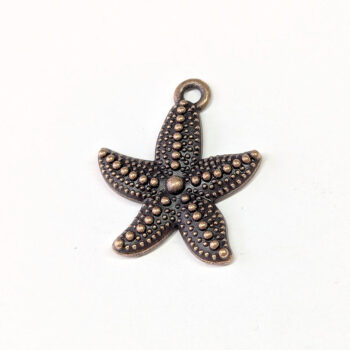 Small Double Sided Starfish Charm Antique Copper