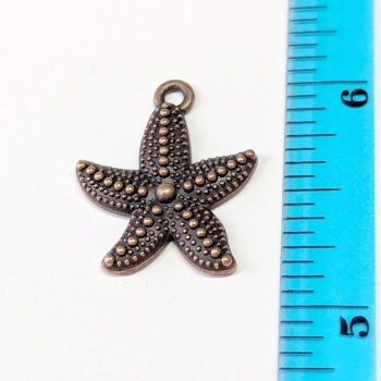 Small Double Sided Starfish Charm Antique Copper - Image 2