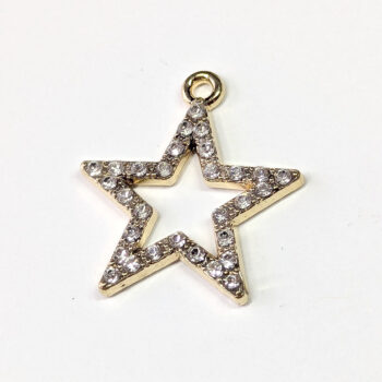 Gold Clear Rhinestone Hollow Star Charm