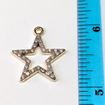 Gold Clear Rhinestone Hollow Star Charm - Image 2