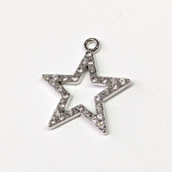 Silver Clear Rhinestone Hollow Star Charm