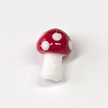 Lampwork Glass Red White Mushroom