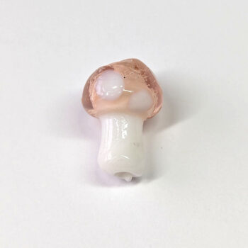 Lampwork Glass Pink White Mushroom