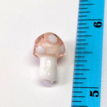 Lampwork Glass Pink White Mushroom - Image 2