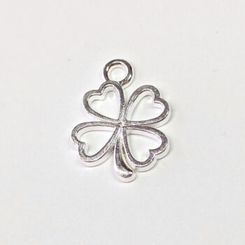 Four Hearts Leaf Clover Charm Silver