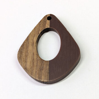 Brown Hollow Wide Teardrop Wood Resin Pendant