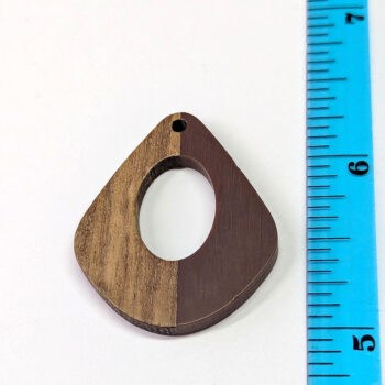 Brown Hollow Wide Teardrop Wood Resin Pendant - Image 2