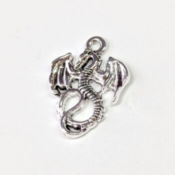 Small Dragon With Wings Charm Antique Silver