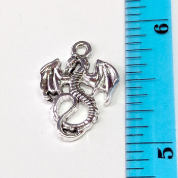 Small Dragon With Wings Charm Antique Silver - Image 2