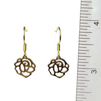 Stainless Steel Delicate Hollow Rose Flower Charm Gold Earrings - Image 2