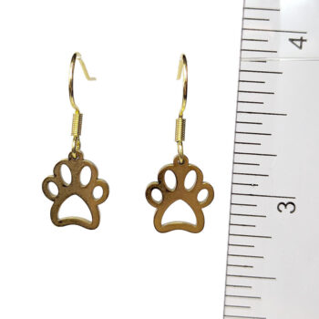 Stainless Steel Delicate Hollow Dog Paw Gold Earrings - Image 2