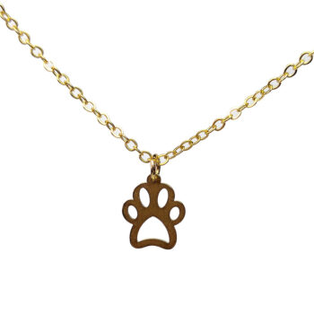 Stainless Steel Delicate Hollow Dog Paw Gold Necklace