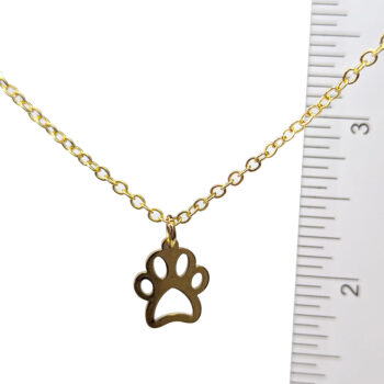 Stainless Steel Delicate Hollow Dog Paw Gold Necklace - Image 2