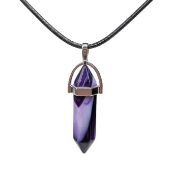 Purple Agate Natural Gemstone Hexagonal Pointed Necklace - Image 3