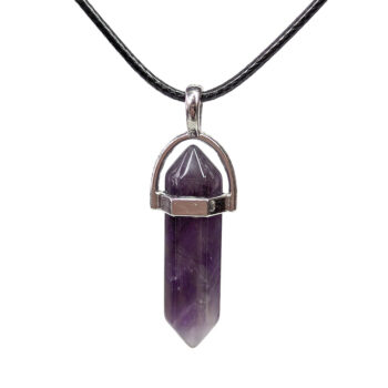 Purple Amethyst Natural Gemstone Hexagonal Pointed Necklace - Image 3