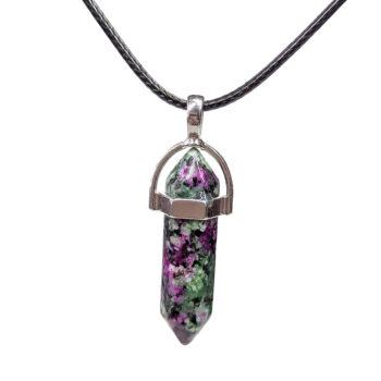 Ruby Zoisite Natural Gemstone Hexagonal Pointed Necklace - Image 3