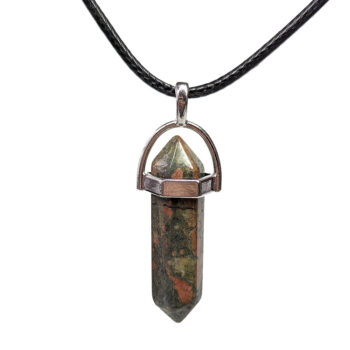 Unakite Natural Gemstone Hexagonal Pointed Necklace - Image 3