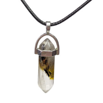 Brown Clear Quartz Stone Hexagonal Pointed Necklace - Image 3