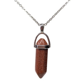 Goldstone Stone Hexagonal Pointed Necklace