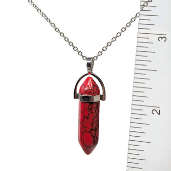 Red Howlite Stone Gemstone Hexagonal Pointed Necklace - Image 2