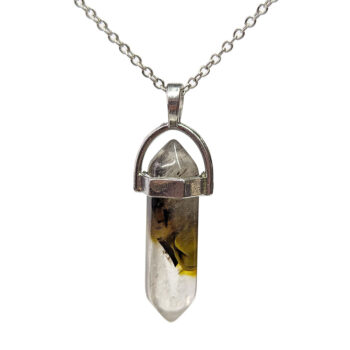 Brown Clear Quartz Stone Hexagonal Pointed Necklace