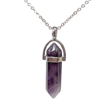 Purple Amethyst Natural Gemstone Hexagonal Pointed Necklace