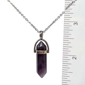 Purple Amethyst Natural Gemstone Hexagonal Pointed Necklace - Image 2