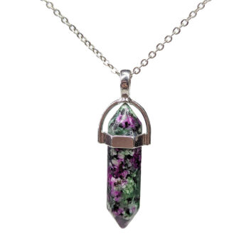 Ruby Zoisite Natural Gemstone Hexagonal Pointed Necklace