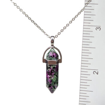 Ruby Zoisite Natural Gemstone Hexagonal Pointed Necklace - Image 2