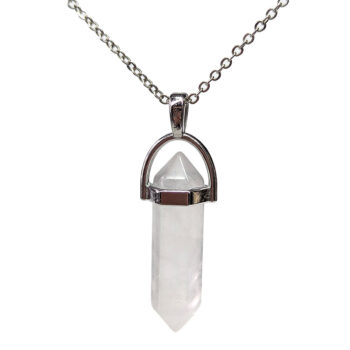 Quartz Crystal Natural Gemstone Hexagonal Pointed Necklace