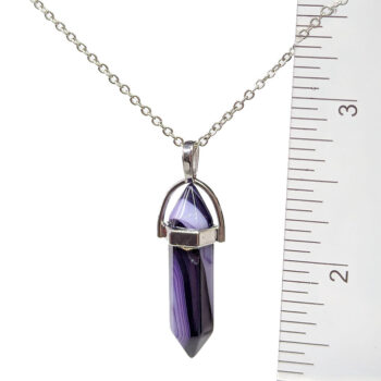 Purple Agate Natural Gemstone Hexagonal Pointed Necklace - Image 2