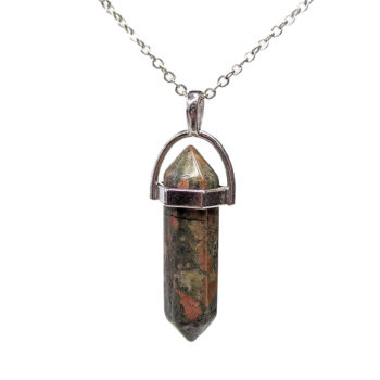 Unakite Natural Gemstone Hexagonal Pointed Necklace