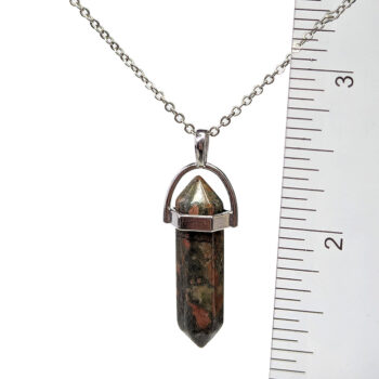 Unakite Natural Gemstone Hexagonal Pointed Necklace - Image 2